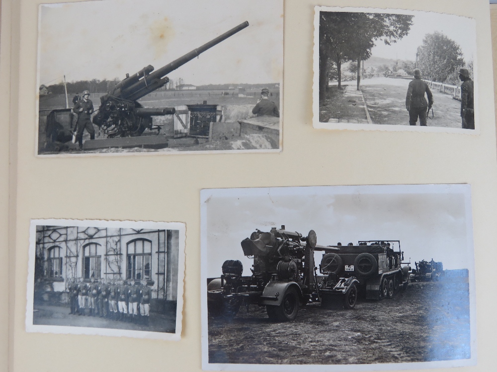 A WWII German straw marquetry photograph album including photos of artillery, - Image 3 of 4