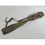 A rare WWII German MG34 barrel carry case in canvas and leather.