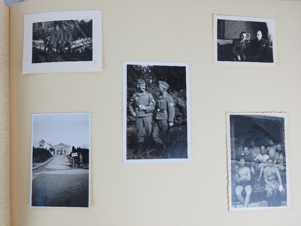 A WWII German straw marquetry photograph album including photos of artillery, - Image 4 of 4