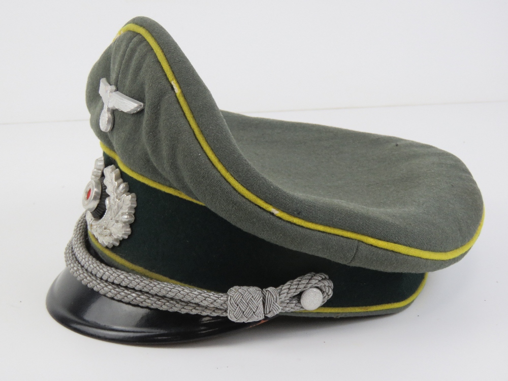 A WWII German Signals peaked cap having makers mark Schellengerg. - Image 3 of 5