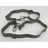 A pair of black leather WWII German MG34/42 lafette carry straps, late war production.