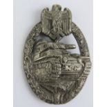 A WWII German Panzer badge in 'silver'.