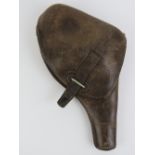 A Russian Imperial Army M1895 Nugent brown leather soft shell holster having military markings upon.