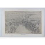 Pencil study; The Royal Tournament Earls Court, signed lower right Bryan De Corinian,