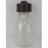 A WWII German Blendkörper chemical smoke grenade comprising glass bottle with inner glass vial,