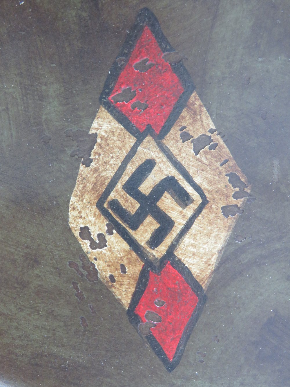 A WWI German M16 helmet with liner having later transitional Hitler Youth leaders decals upon. - Image 6 of 7