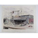 R Mortimer 1963, watercolour , Social History 'Whisstocks Boatyard,