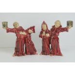 A pair of 19th century Austrian candlesticks having a pair of Monks on right side (as you look)