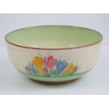 A Royal Staffordshire pottery honey glaze bowl in the style of Clarice Cliff crocus pattern,