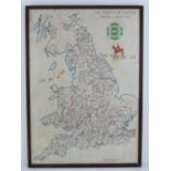 British Field Sports Society; a coloured rare map print 'The Foxhunts of England, Wales & Scotland'.