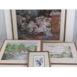 A quantity of four assorted framed prints.