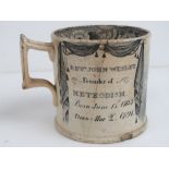 A commemorative mug for the Centenary of Wesley Methodism 1839 together with a vintage ideal food