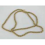 A 9ct gold rope link chain necklace measuring 60cm in length, stamped 9k, 14.9g.