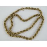 A 9ct gold rope chain necklace, hallmarked 375, measuring 46cm in length, 14.1g.