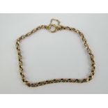 A rose metal bracelet having yellow metal guard chain, no apparent hallmarks, 22cm in length, 5.7g.