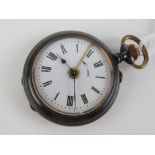 A late 19th century Swiss Eterna patented alarm pocket watch, Swiss patent 31779,