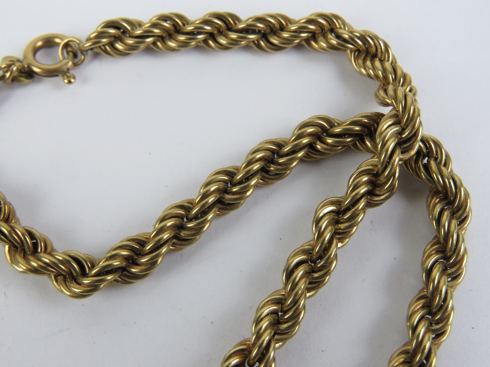 A 9ct gold rope chain necklace, hallmarked 375, measuring 46cm in length, 14.1g. - Image 2 of 3