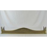 A late Edwardian solid brass fender having corner finials, 4ft internal width.