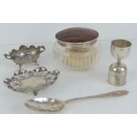A quantity of white metal (various grades of silver) to include dressing table lidded pot,