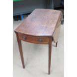 A late Georgian mahogany drop side table of delicate proportions, cross banded throughout,