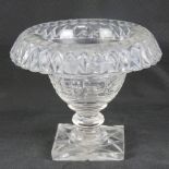 Irish Glass: a 19 th century cut glass pedestal sweet meat bowl with squared foot and radiating