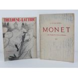 Arts Council books: Toulouse-Lautrec, 1961 exhibition and catalogue MONET. 1957.