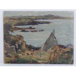 Early 20th century Scottish School; oil on board, rocky coastline, West Coast Scotland.