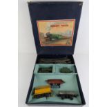 A Hornby Meccano O Gauge clockwork tin plate LNER 0-4-0 Loco and tender Goods Train set No601 in