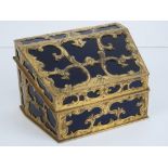 A superb Continental pierced gilt brass shaped and tapering jewellery casket,