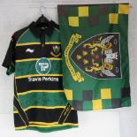 Northampton Saints; a 2011/12 full team signed rugby shirt, size XL,