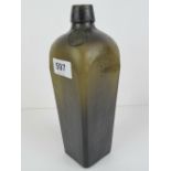 A 19th century square shaped tapering 'gin' bottle,