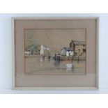 Pastel study, harbour scene, boats before, boats beyond etc, signed lower left R Stringfellow,