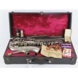 Saxophone; an old silver plated ALTO Saxophone musical instrument made by Savanna,
