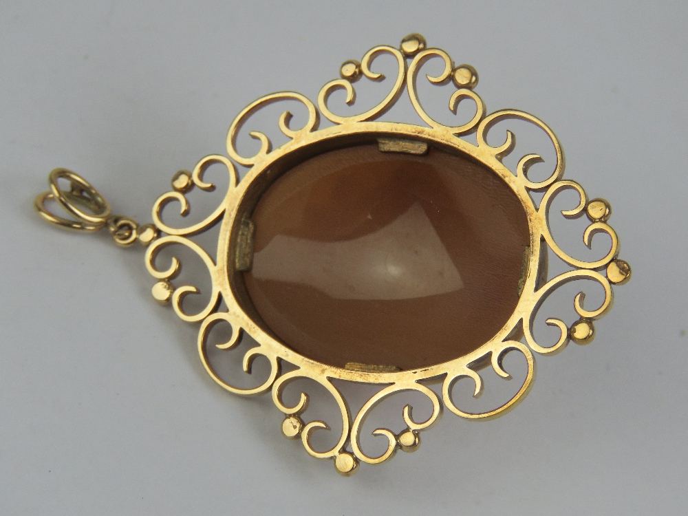 A well carved floral cameo having highly raised rose bud to centre, set in a 9ct gold mount, - Image 4 of 4