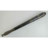 A Victorian truncheon having black ground with SC (special Constable) upon 'Jan 1868' with VR