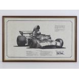 Print signed by Jackie Stewart; 'Portrait of a Champion - Jackie Stewart' by Stewart Austin,