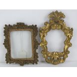 A Florentine Rococo carved wooden gilt miniature frame c1900 having a hexagonal facility verso for