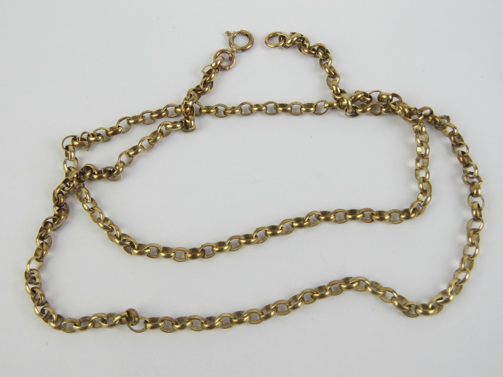 A 9ct gold belcher link chain necklace measuring 51cm in length, 9.4g.