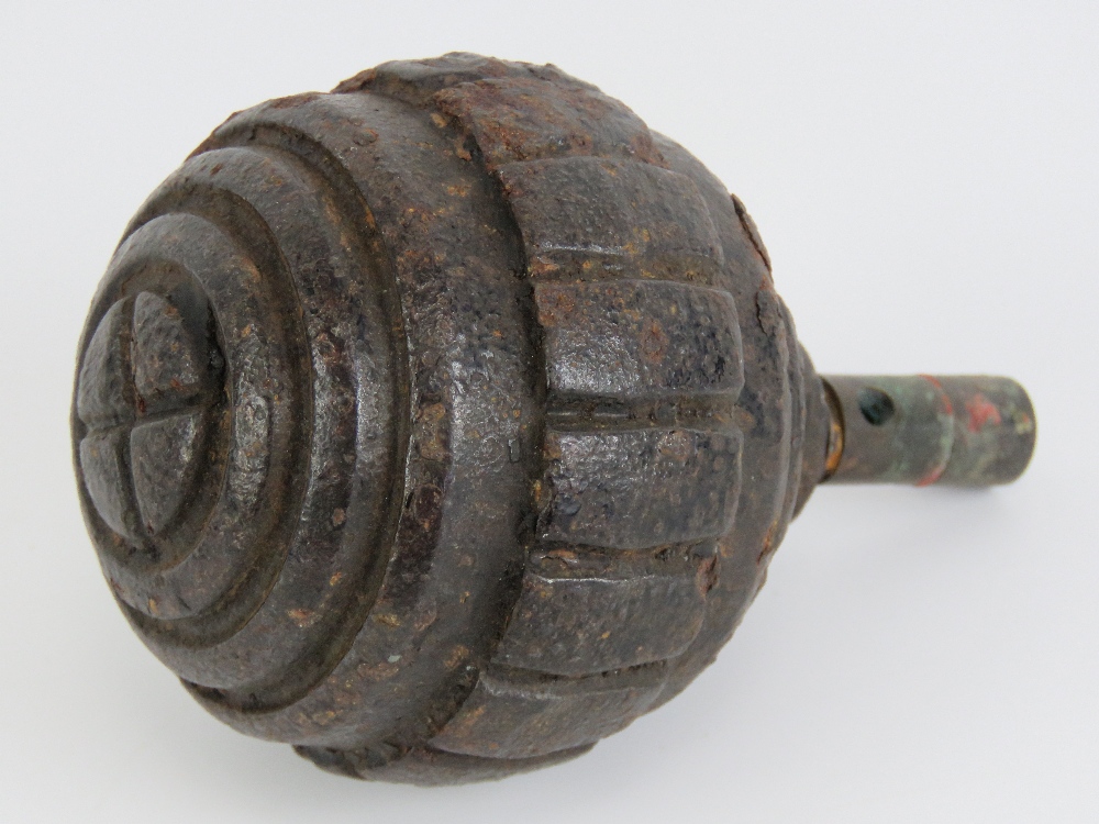 An inert WWI German Kugel grenade with fuse. - Image 2 of 3