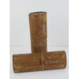 Two WWII German K98 grenage transit tubes, cardboard, marked 'G. Sprgr.' upon.