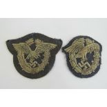 Two German cloth badges being Luftwaffe Pilots and Paratrooper.