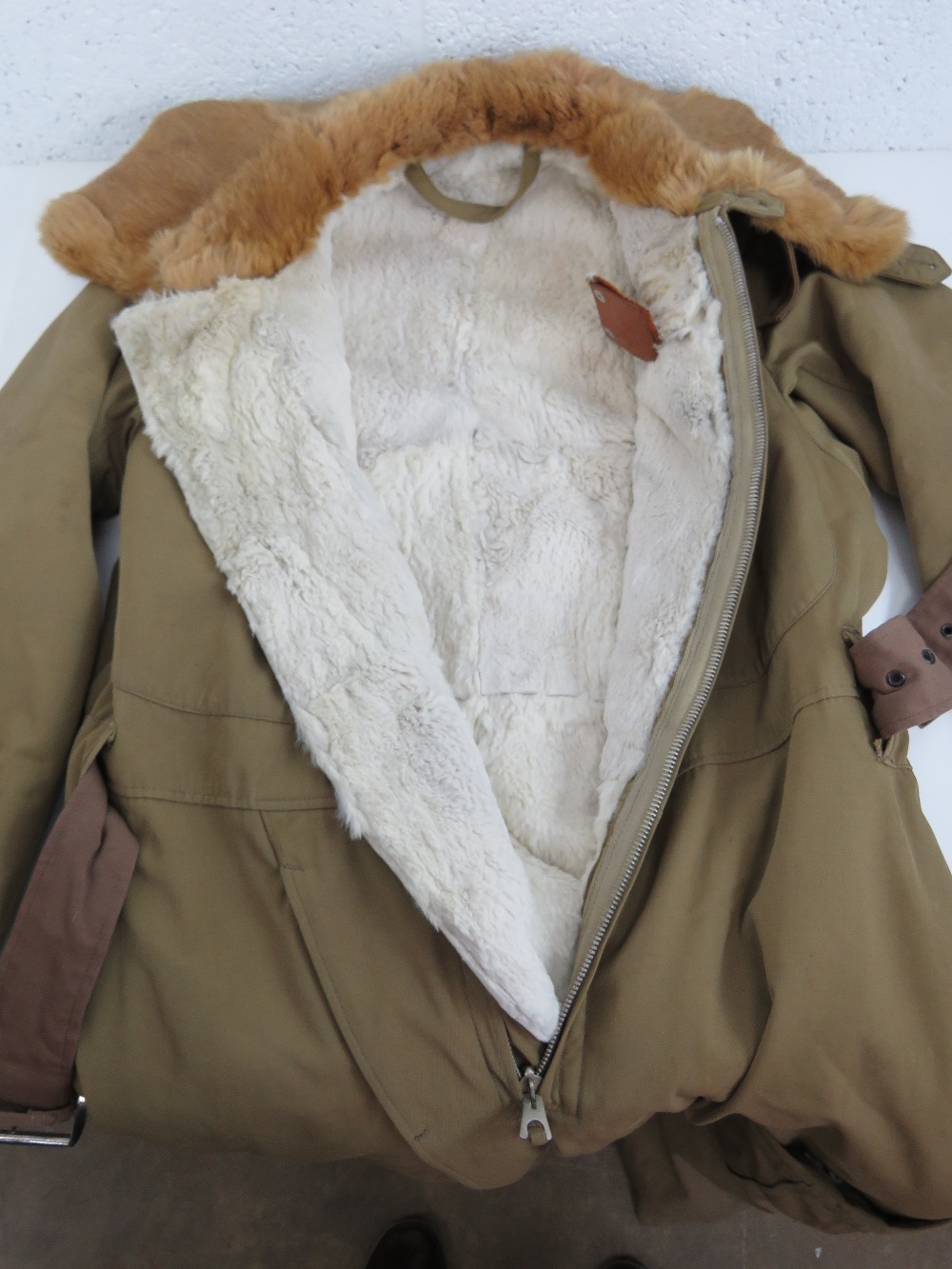 A rare WWII Japanese pilots winter flight suit having fur lining. - Image 4 of 4