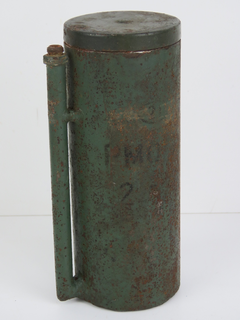 An inert WWII Polish runway flare, painted green, 19cm.