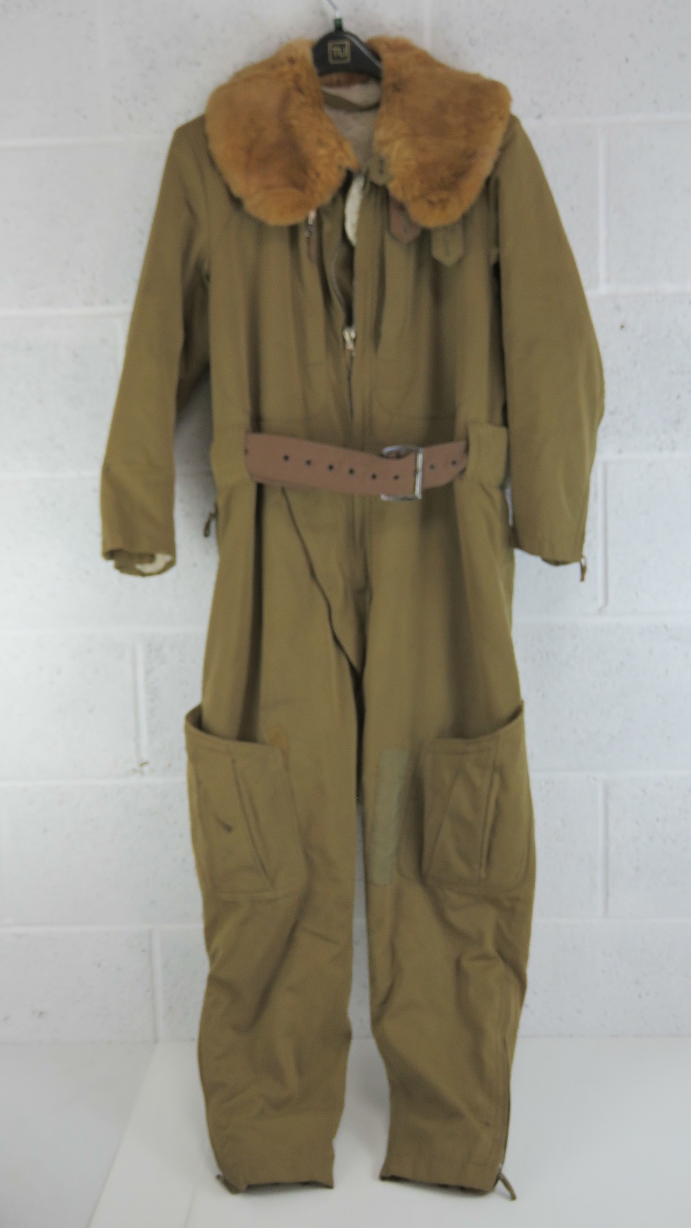 A rare WWII Japanese pilots winter flight suit having fur lining.