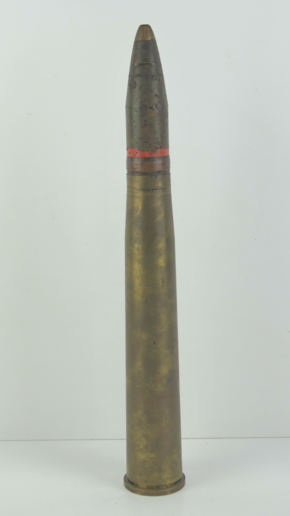 An inert WWII German Flak 28 4cm Bofos shell with head dated 1941 and measuring 45cm in length.