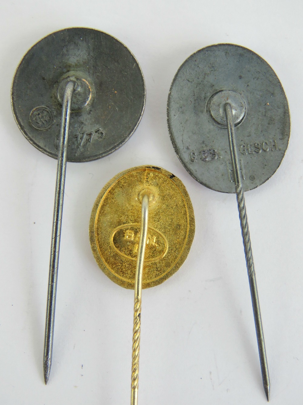 A quantity of German badges and stick pins; Iron Cross, SS, 'gold' wound, DDAC, - Image 2 of 3