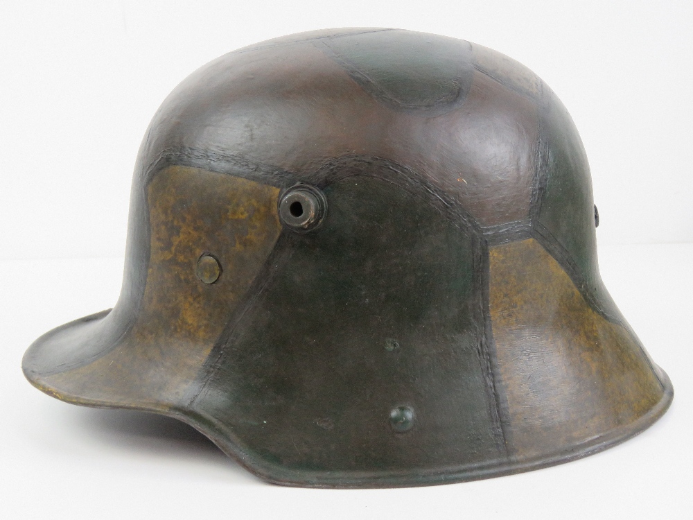 A WWI German M16 Camo Helmet Stahlhelm, with liner. - Image 2 of 6