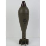 An inert WWII German 81mm Granatwerfer mortar round with bakelite fuse, 33cm.