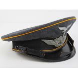 A WWII German Luftwaffe Flight SEction Para NCOs peaked cap, strap a/f, size 57.
