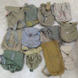 Twelve assorted WWII gas mask bags being US, British and Russian.